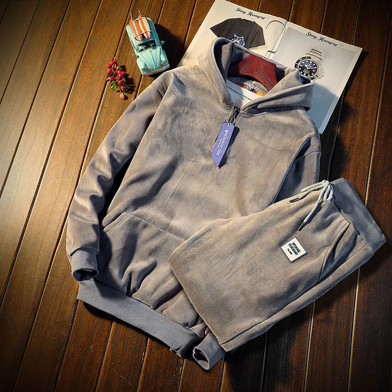 Reversible Velvet Hoodie Casual Set