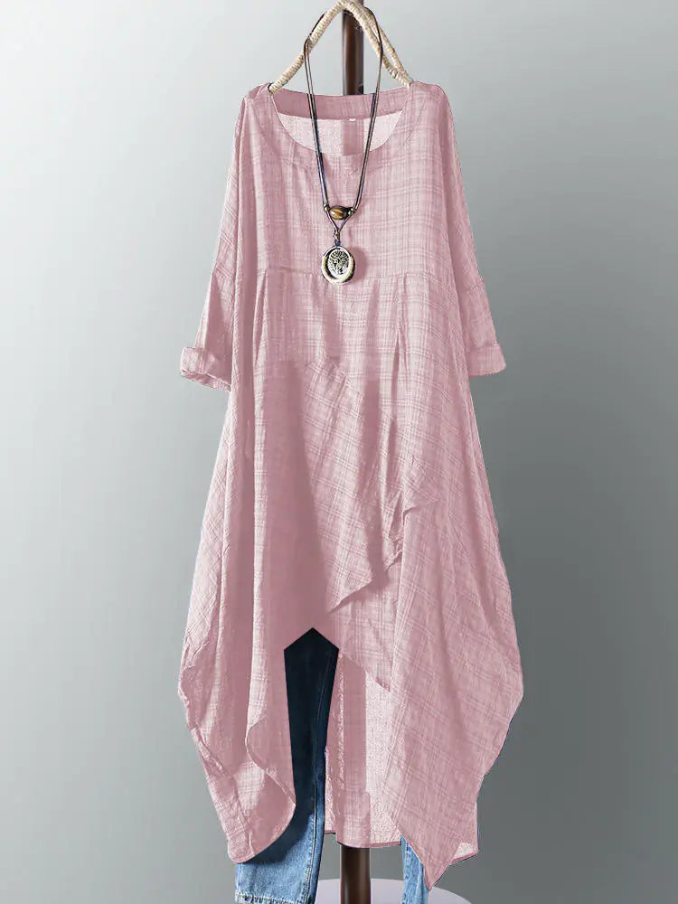 Women's Cotton Pocket Checkered Dress