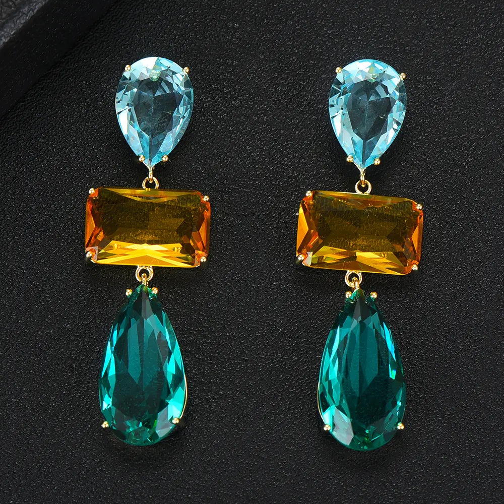 Purple Tourmaline Drop Earrings with S925 Silver Hooks