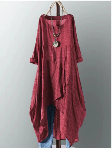 Women's Cotton Pocket Checkered Dress