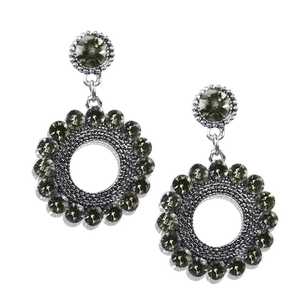 Smoked Crystal Earrings - Silver
