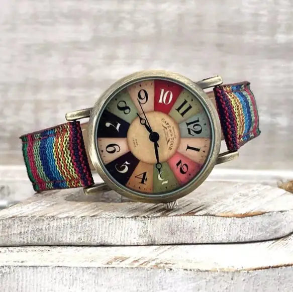 Multicolor Pattern Ladies Dial Watch