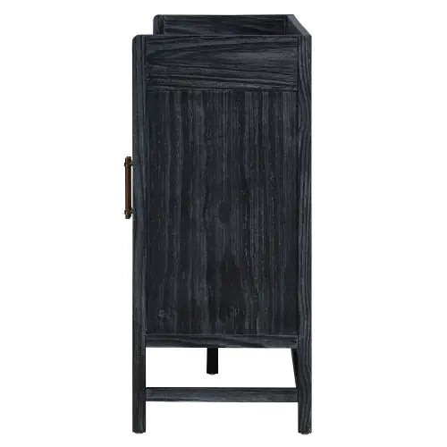 Wood and Ratan Weave Side Cabinet