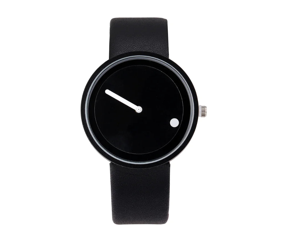 Dot Pointer Quartz Watch with Leather Strap