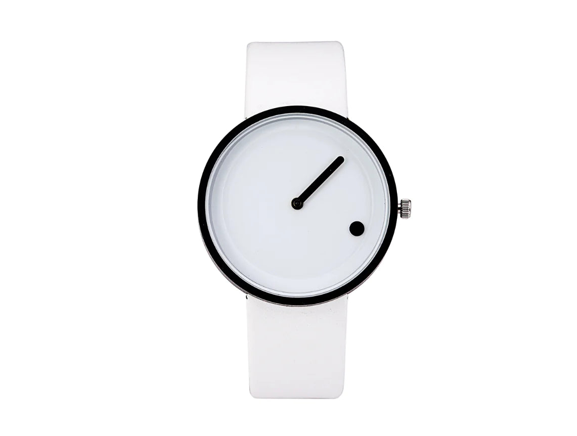 Dot Pointer Quartz Watch with Leather Strap