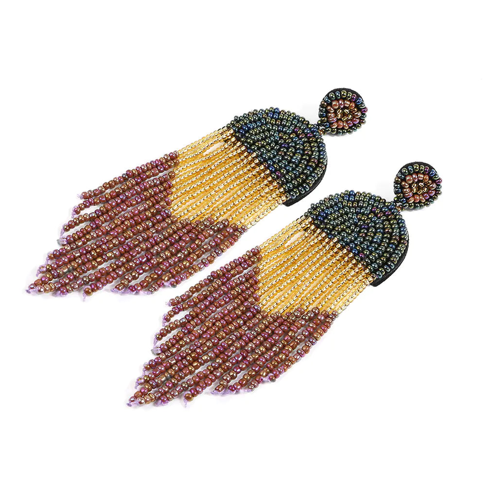 Handmade Bohemian Colorful Bead Earrings (Hypoallergenic)