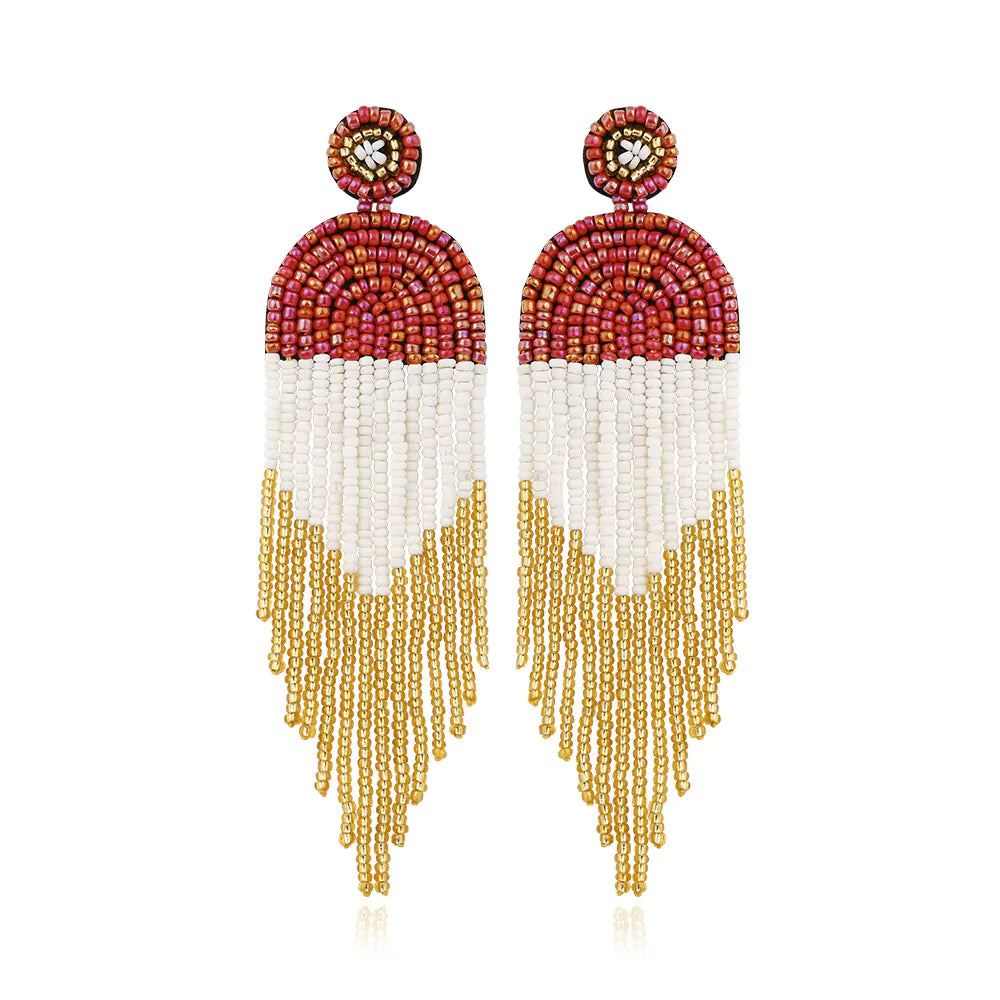 Handmade Bohemian Colorful Bead Earrings (Hypoallergenic)