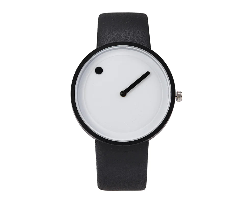 Dot Pointer Quartz Watch with Leather Strap