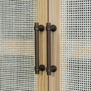 Wood and Ratan Weave Side Cabinet