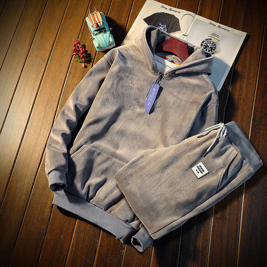 Reversible Velvet Hoodie Casual Set