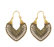 Ethnic Heart Earrings - Bohemian Alloy Vintage Style (Pair)