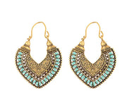 Ethnic Heart Earrings - Bohemian Alloy Vintage Style (Pair)