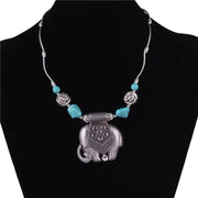 Turquoise Elephant Pendant, Bohemian Necklace