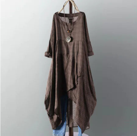Women's Cotton Pocket Checkered Dress