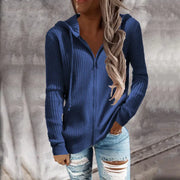 Women's Casual Hooded Cardigan Sweater in Solid Color
