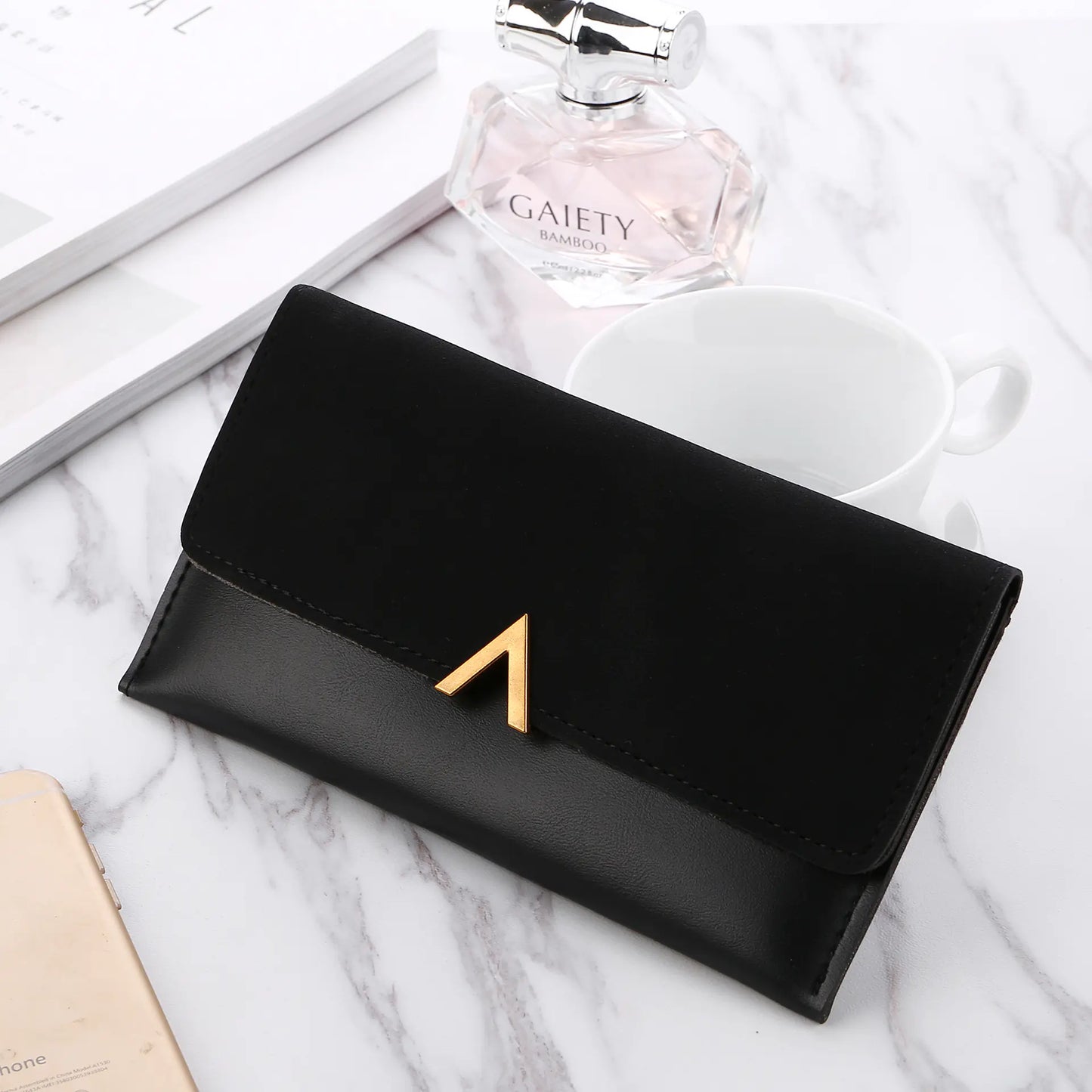Frosted Color Matching Long Wallet for Ladies