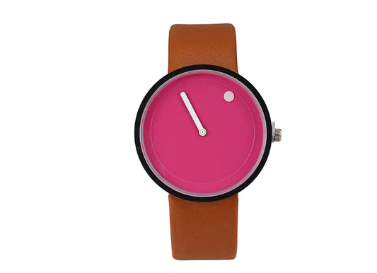 Dot Pointer Quartz Watch with Leather Strap