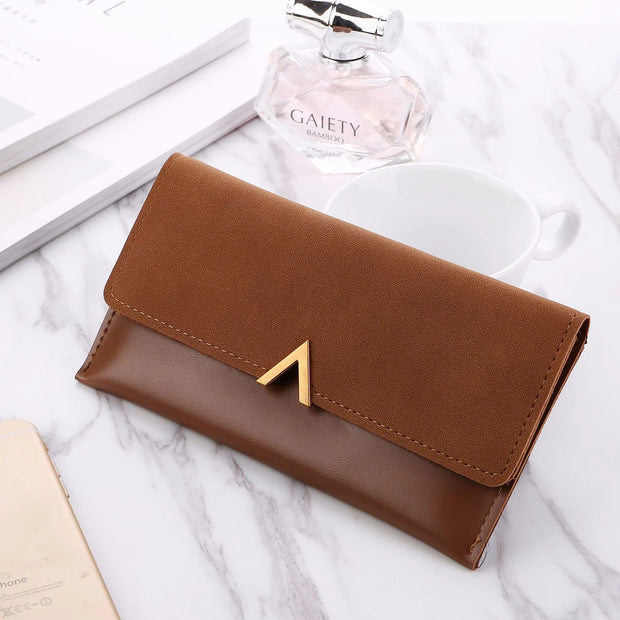 Frosted Color Matching Long Wallet for Ladies