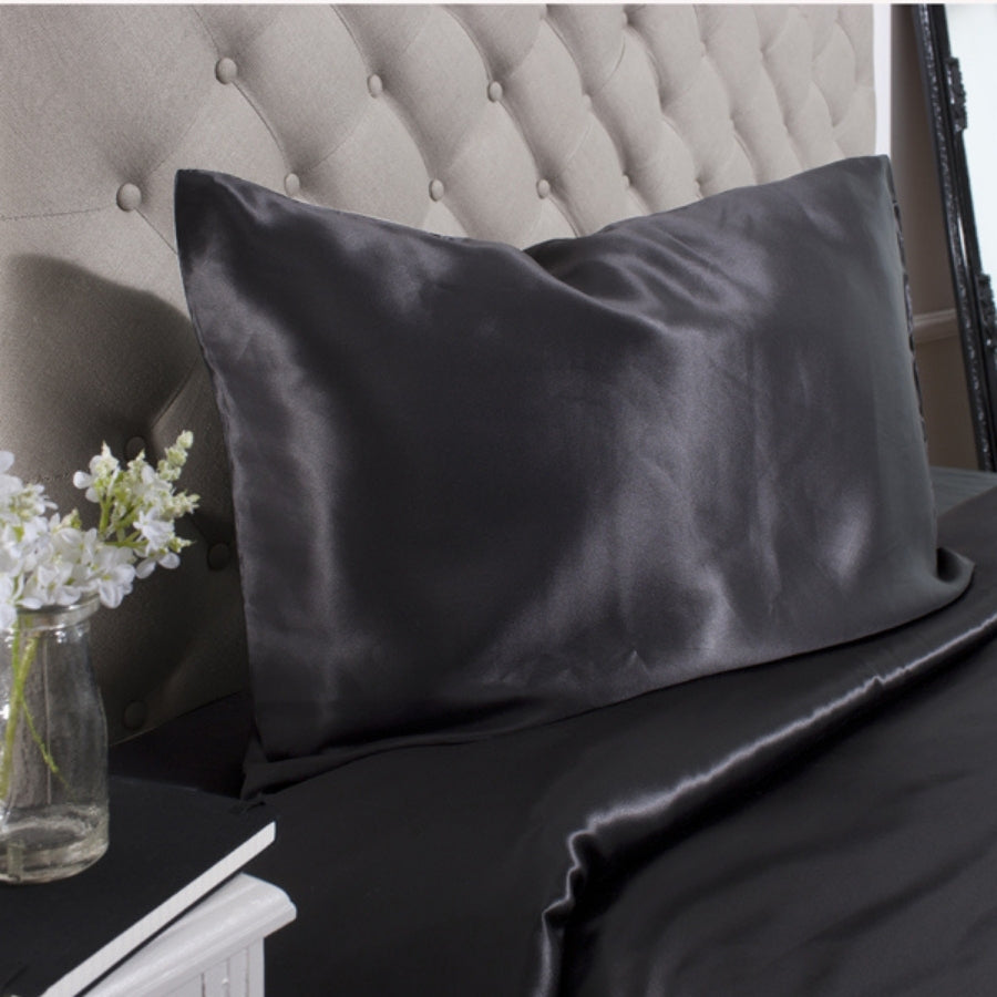 Silk Pillowcase with Envelope Closure - Queen - Charcoal-4