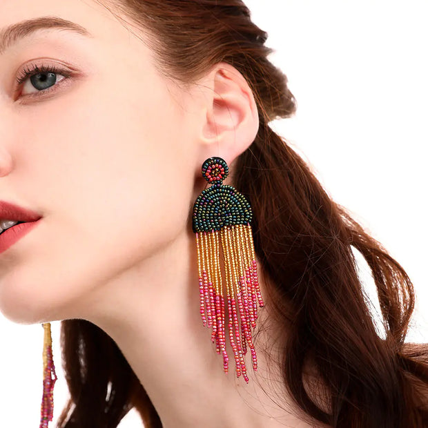 Handmade Bohemian Colorful Bead Earrings (Hypoallergenic)