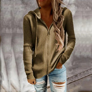 Women's Casual Hooded Cardigan Sweater in Solid Color