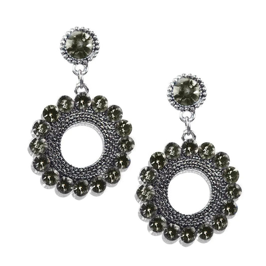 Smoked Crystal Earrings - Silver