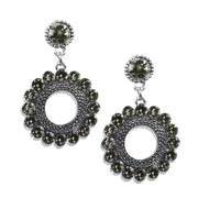 Smoked Crystal Earrings - Silver