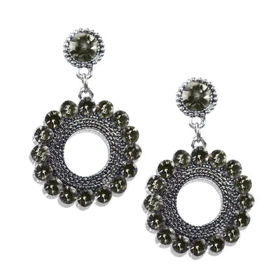 Smoked Crystal Earrings - Silver