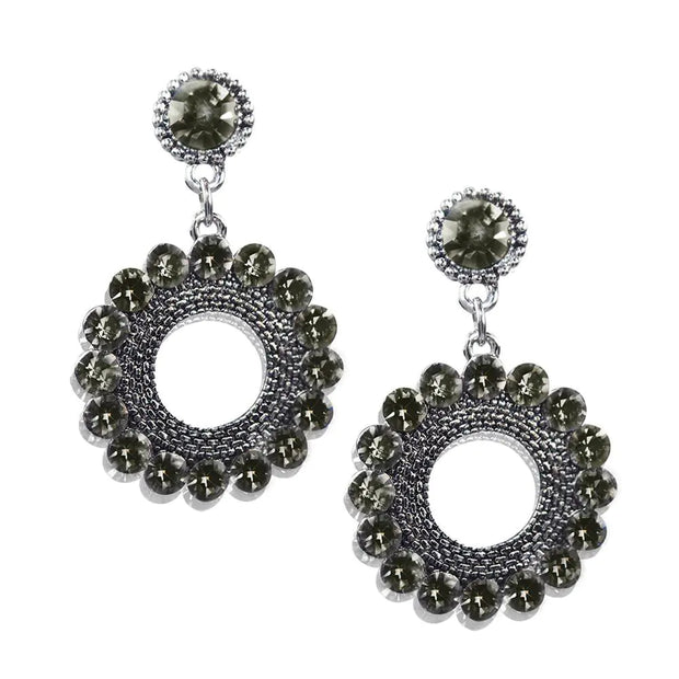 Smoked Crystal Earrings - Silver
