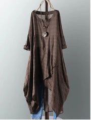 Women's Cotton Pocket Checkered Dress