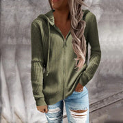 Women's Casual Hooded Cardigan Sweater in Solid Color