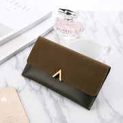 Frosted Color Matching Long Wallet for Ladies