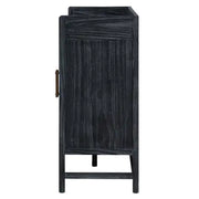 Wood and Ratan Weave Side Cabinet
