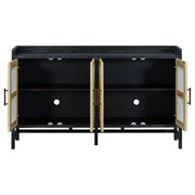 Wood and Ratan Weave Side Cabinet
