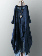 Women's Cotton Pocket Checkered Dress