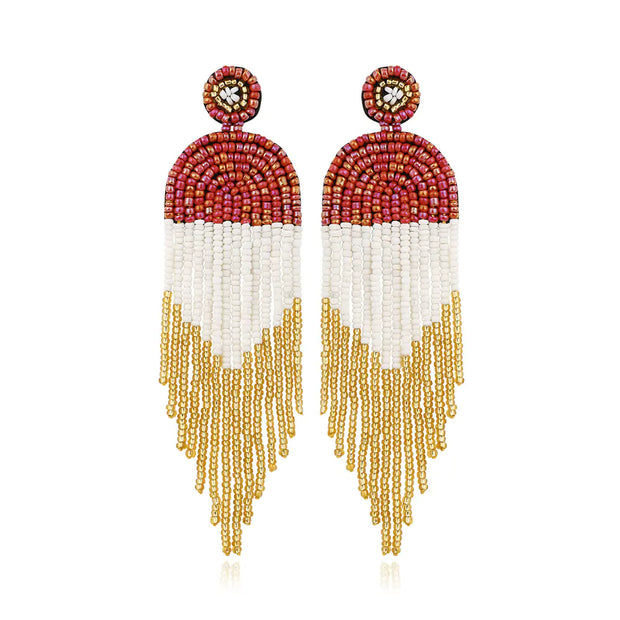 Handmade Bohemian Colorful Bead Earrings (Hypoallergenic)