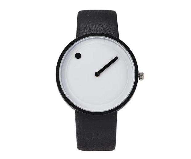 Dot Pointer Quartz Watch with Leather Strap