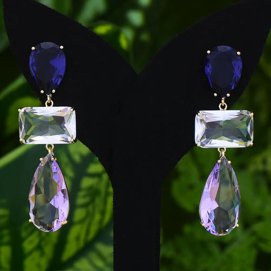 Purple Tourmaline Drop Earrings with S925 Silver Hooks