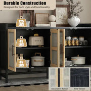 Wood and Ratan Weave Side Cabinet