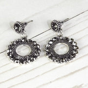 Smoked Crystal Earrings - Silver